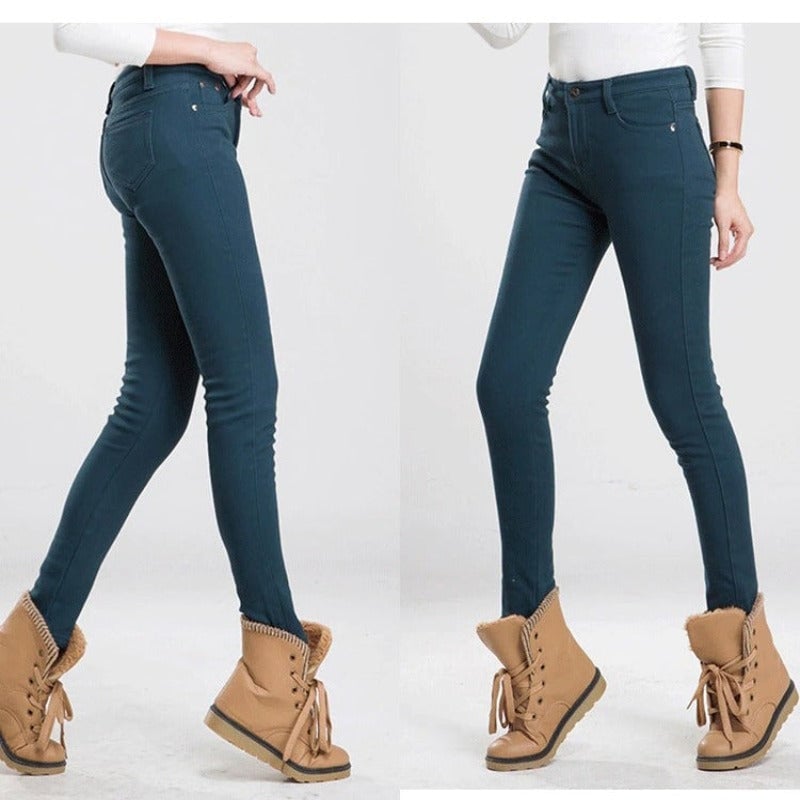 Women's Warm Thick Colorful Office Jeans