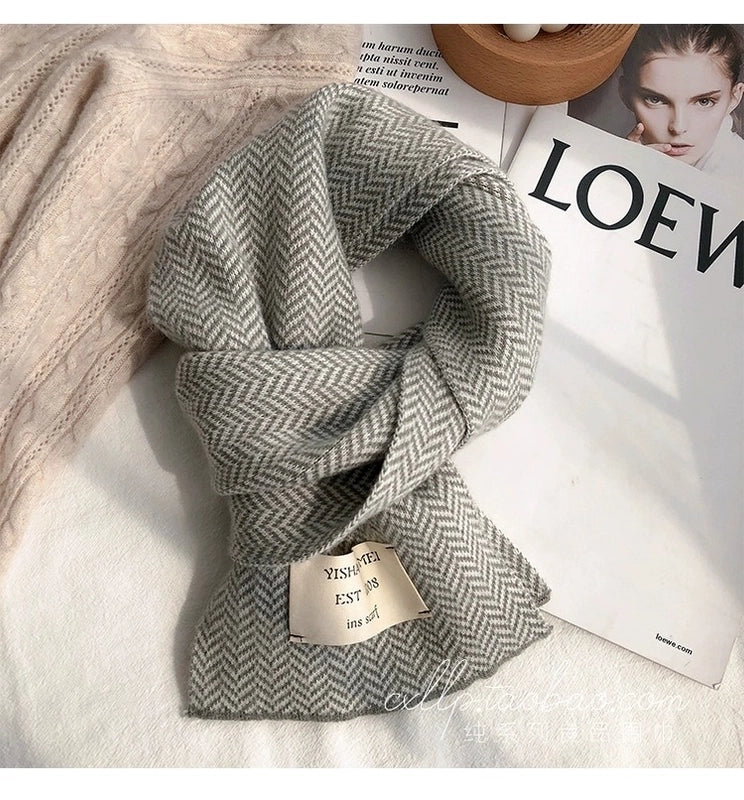 Women's Scarf Winter  Warm Thickened Fine Wool Knitted Student Couple Scarf Outer Wear