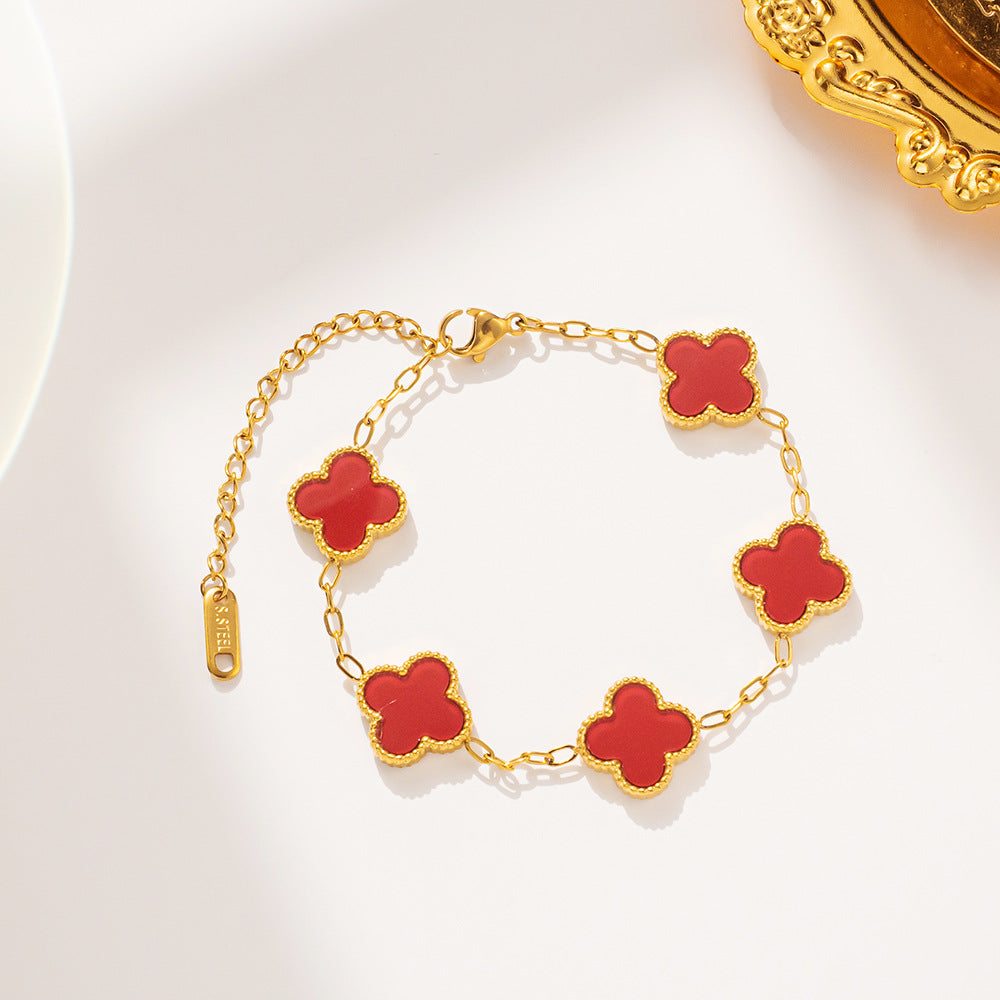 Moderate Luxury Letter Number Flower Stainless Steel 18K Gold Plated Necklaces