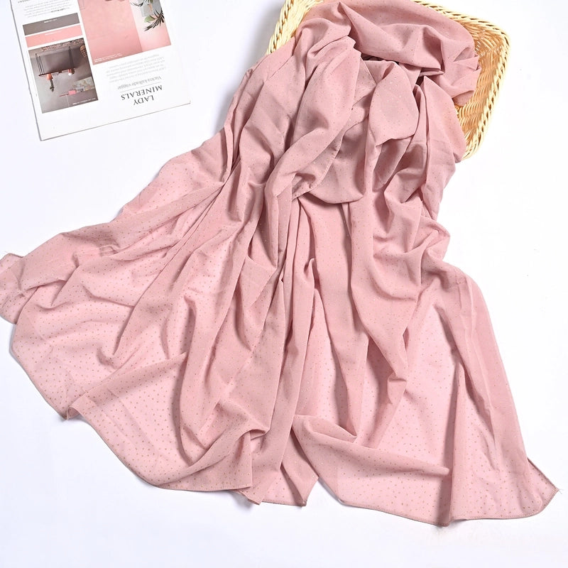 Hot Sale Solid Color Bronzing Chiffon Scarf Silk Scarf Decorative Headscarf Women's Solid Color Headscarf Scarf