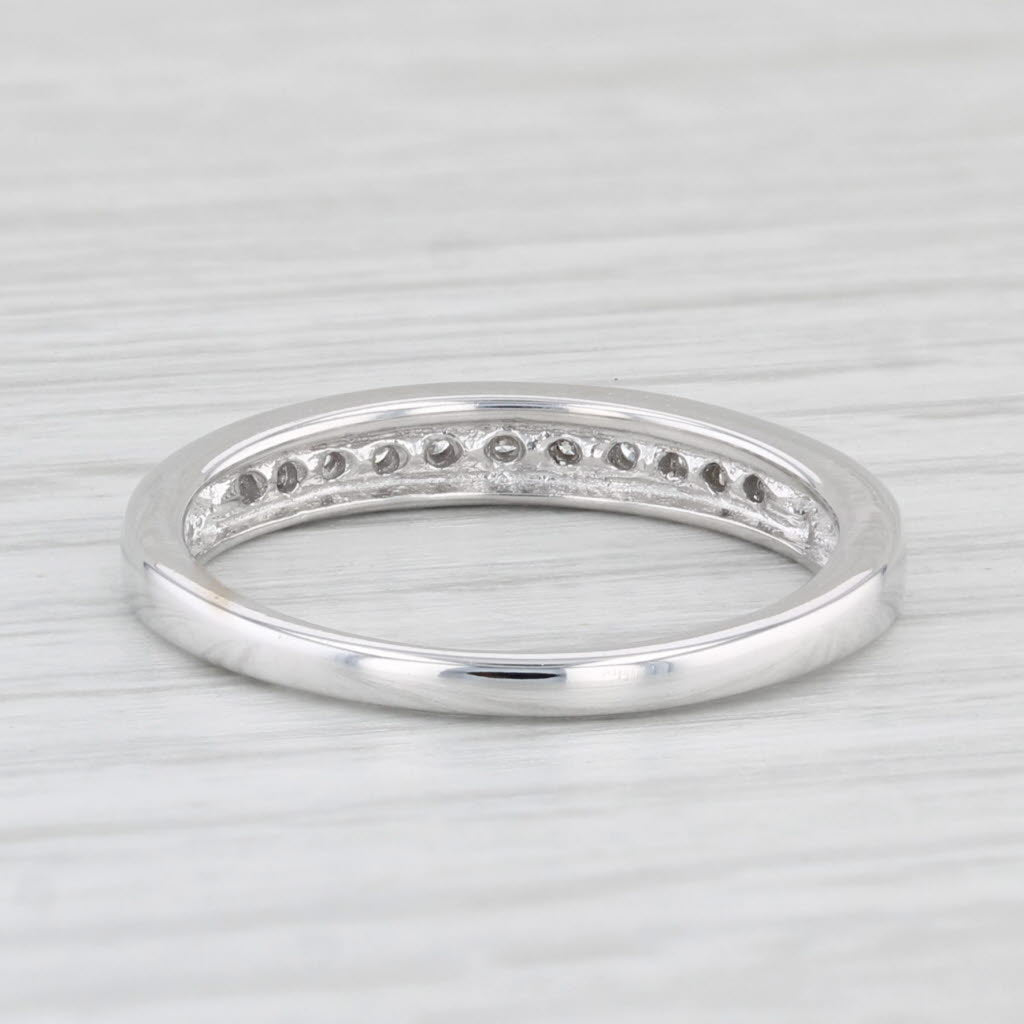 0.10ctw Diamond Wedding Band 10k White Gold Stackable Anniversary Ring Size 7