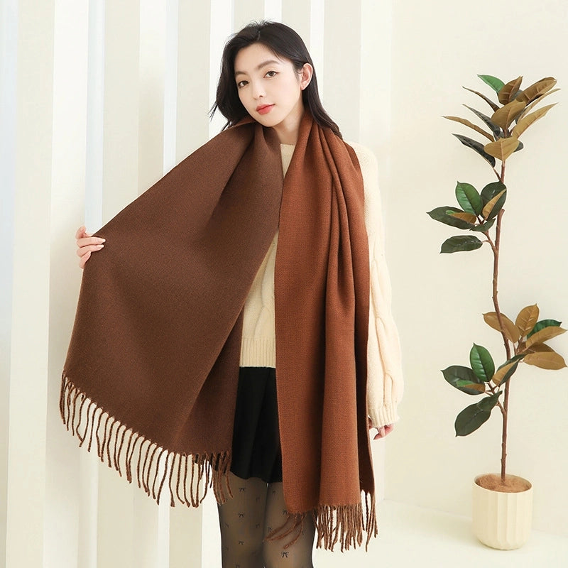 Cashmere Scarf Women's Winter Hot Imitation Cashmere Scarf Men's Shawl  Thickened Double-sided Wool Scarf