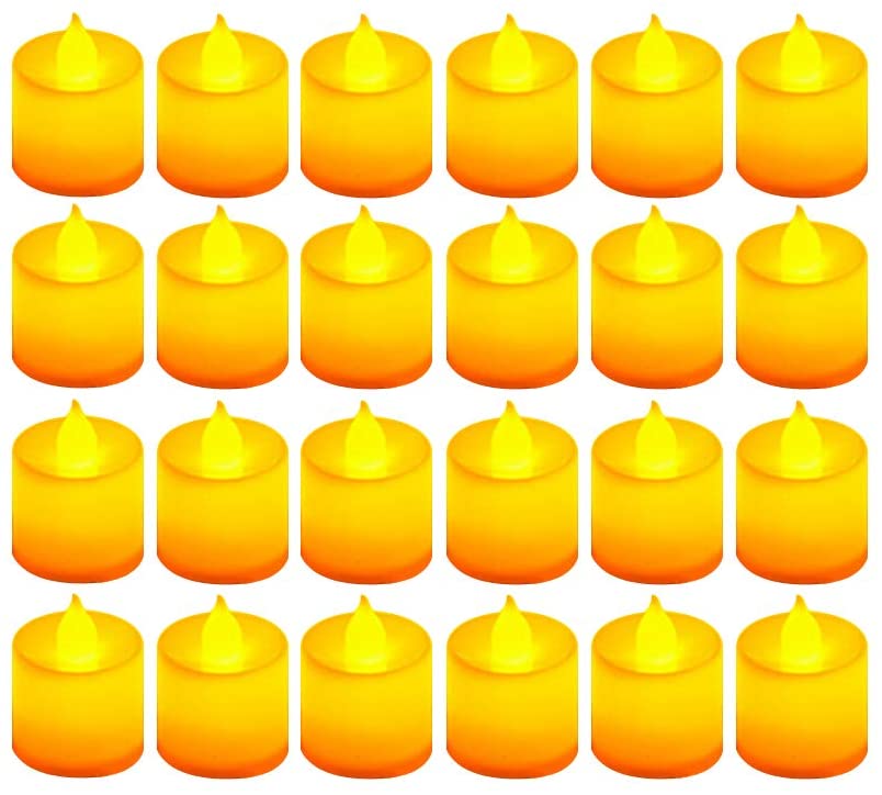 24 Pack Flameless Led Tea Lights Candles - Flickering Battery Operated Electronic Fake Candles – Decorations for Wedding. Party. Christmas. Halloween and Festival Celebration