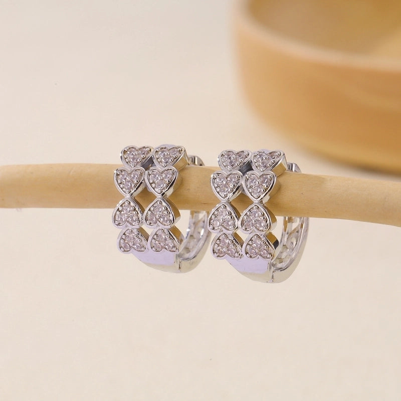 1 Pair Basic Minimalist Geometric Inlay Copper Zircon Earrings