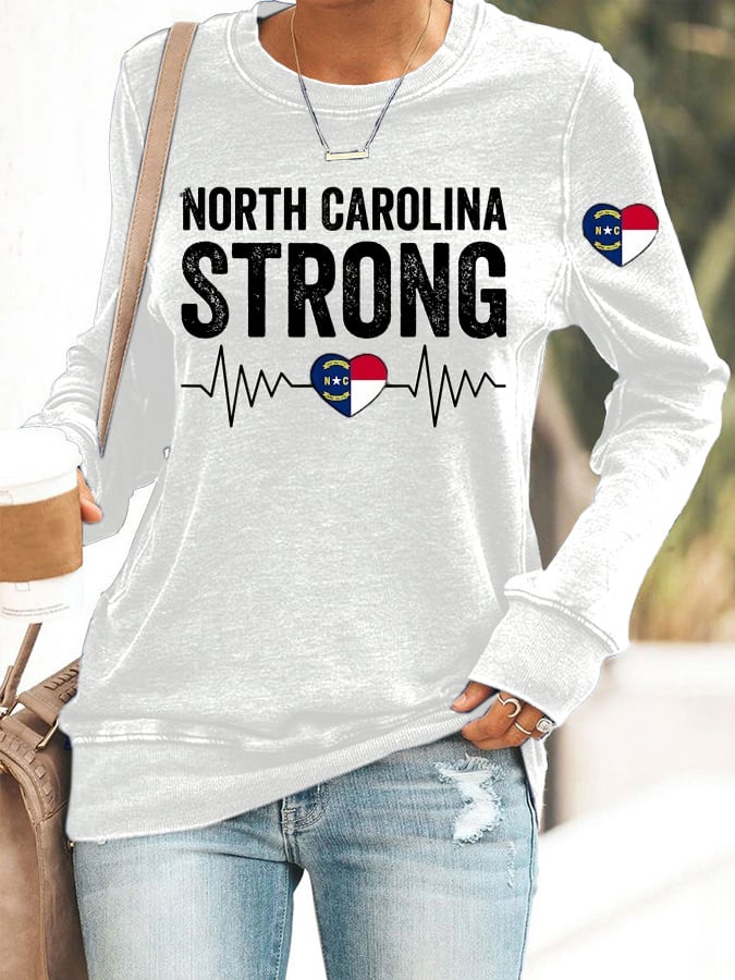 Women's North Carolina Strong Print Long Sleeve Sweatshirt