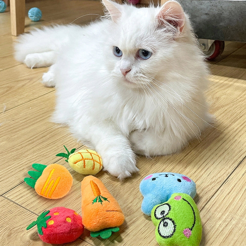 Cat Toy Catnip Fruit Animal Plush Toy Pet Toy Pineapple Strawberry Frog