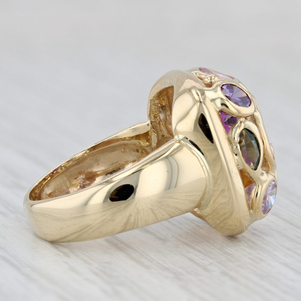 Gemstone Ring 14k Gold Cubic Zirconia Lab Created Ruby Spinal Sapphire