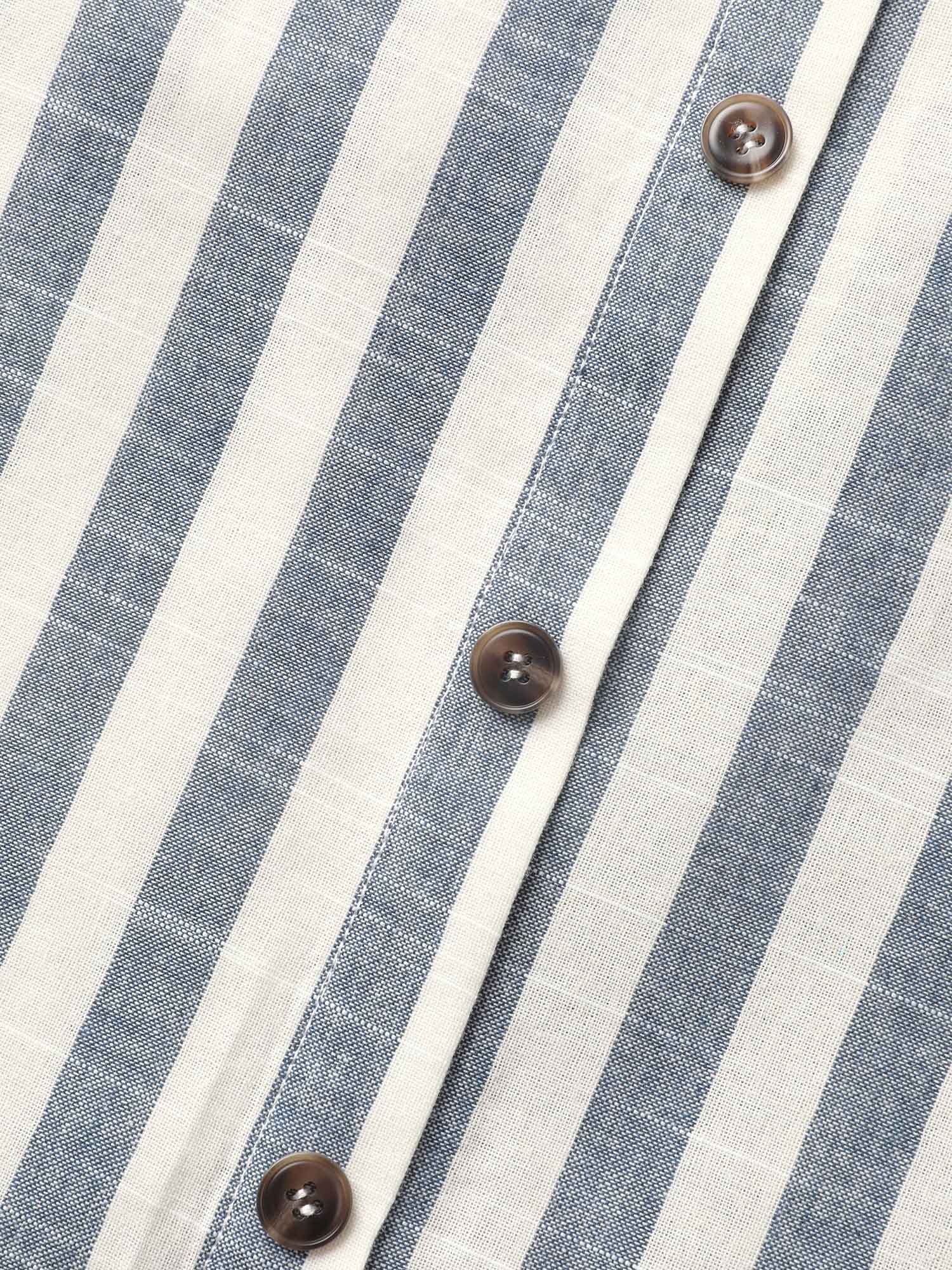 Striped Button Detail Belted Cami Dress