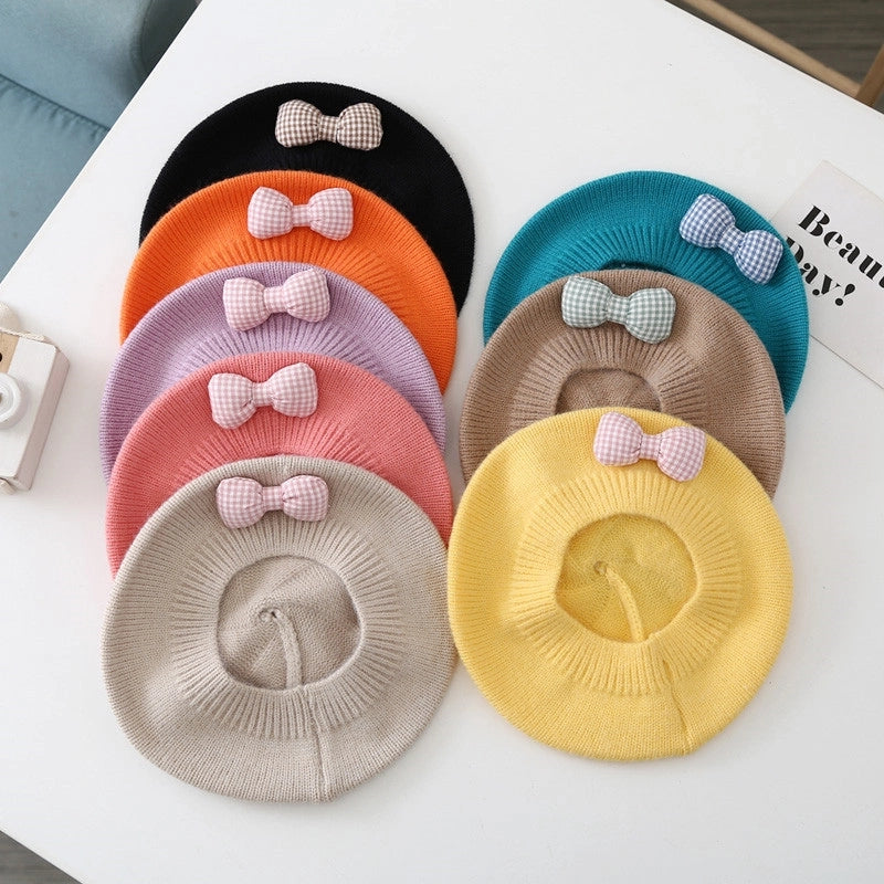 Children's Beret Baby Girl's Hat Autumn And Winter Korean Style Western Style Baby Girl's Knitted Wool Painter's Hat Trendy