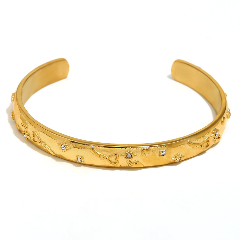 Ins Fashion Niche Advanced Versatile Ring Bracelet Stainless Steel 18K Gold Plated Tarot Earrings Female