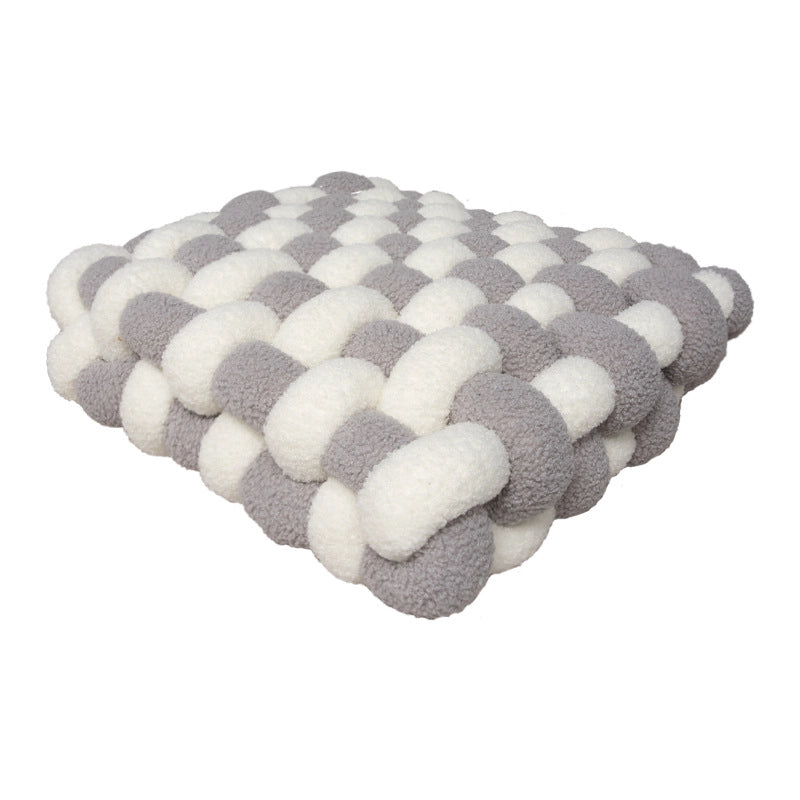 Lambswool Pillow Square Woven Chair Cushion Sofa Cushion Plush Pillow Decorative Bay Window Cushion