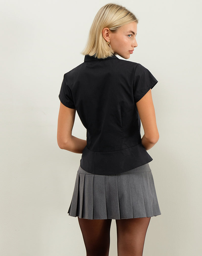 Wilmot Blouse in Black Poplin