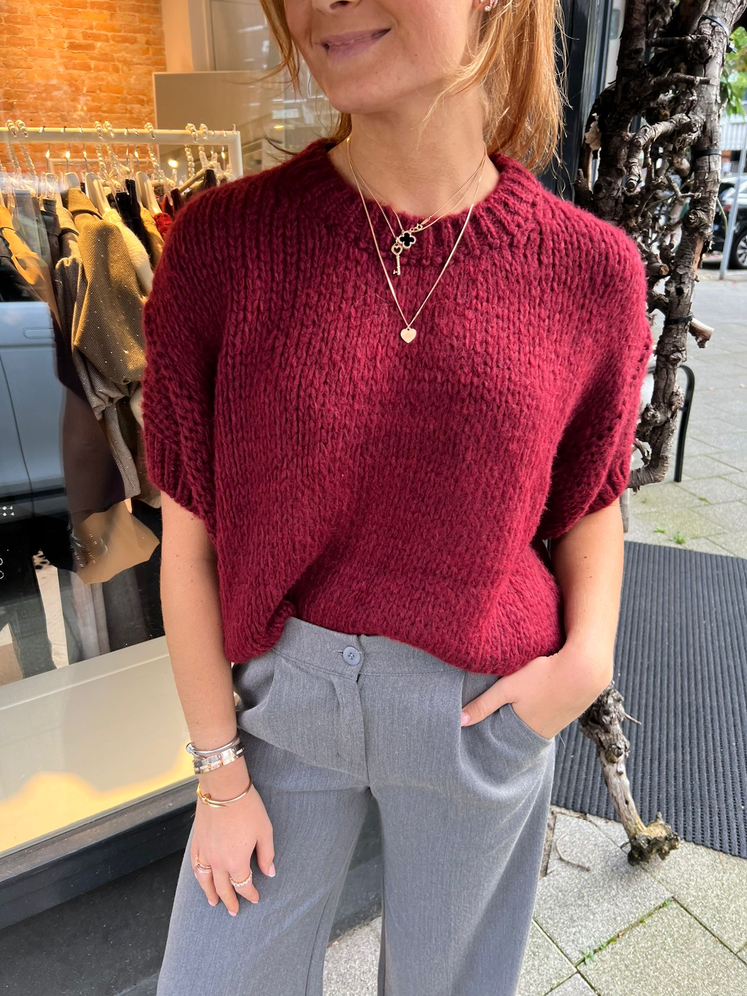 Kiki Sweater Short Sleeve Bordeaux