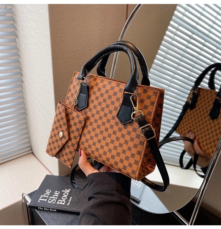 Women's Pu Leather Printing Elegant Streetwear Square Zipper Shoulder Bag Crossbody Bag Square Bag