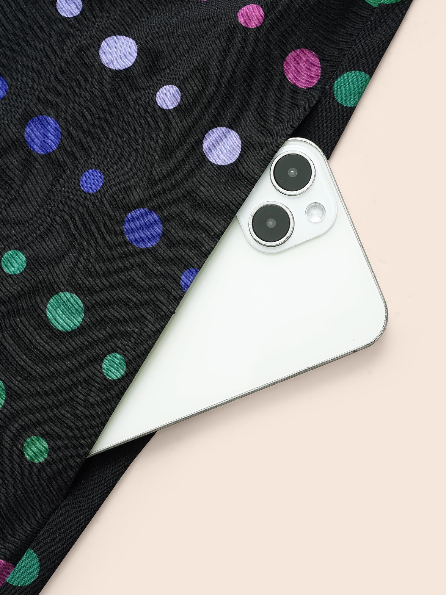 Polka Dot Shirred Lantern Sleeve Dress