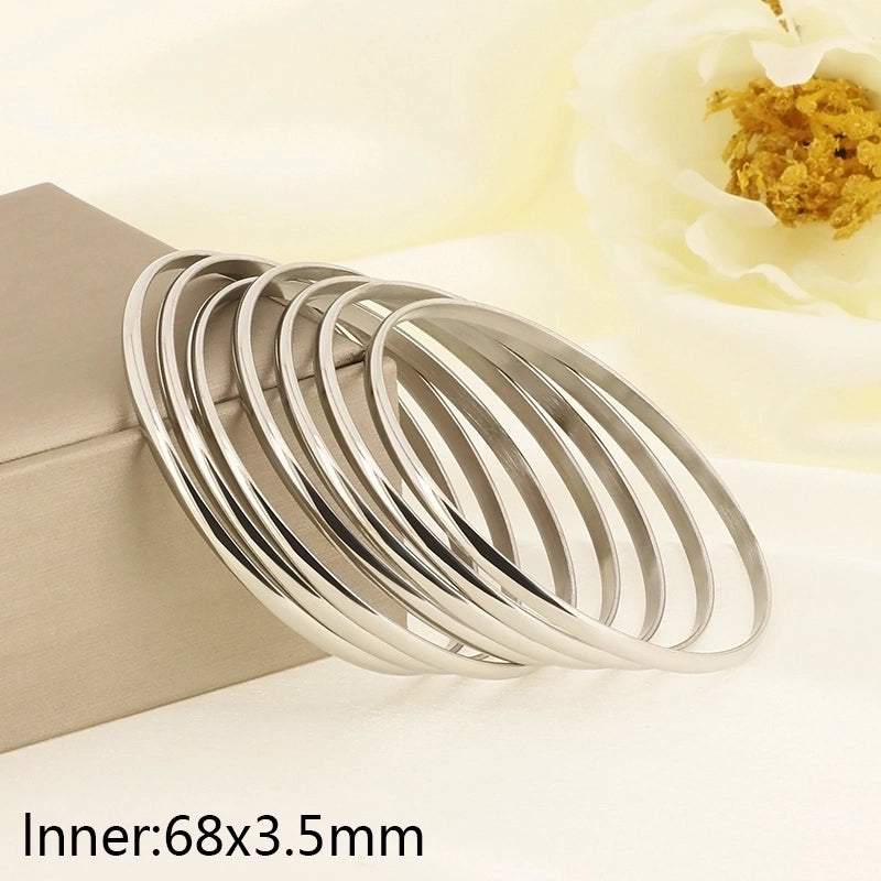 Minimalist Solid Color 304 Stainless Steel 18K Gold Plated Bangle In Bulk
