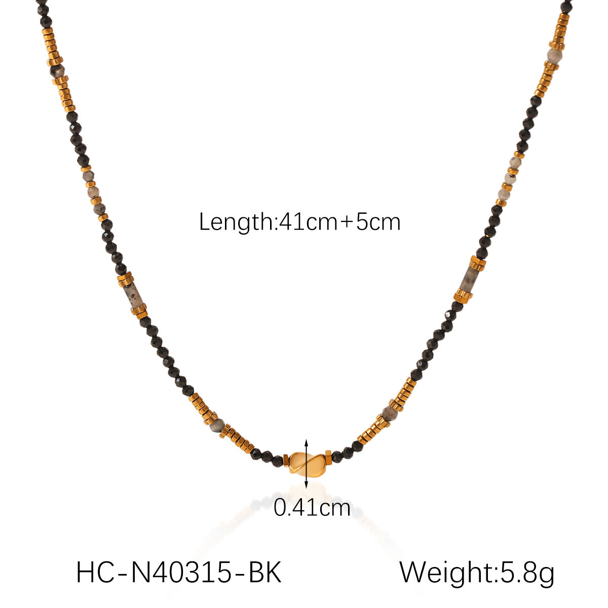 Dopamine Colored Beaded Necklace For Women Niche Design Natural Stone Clavicle Chain Stainless Steel Pendant Necklace