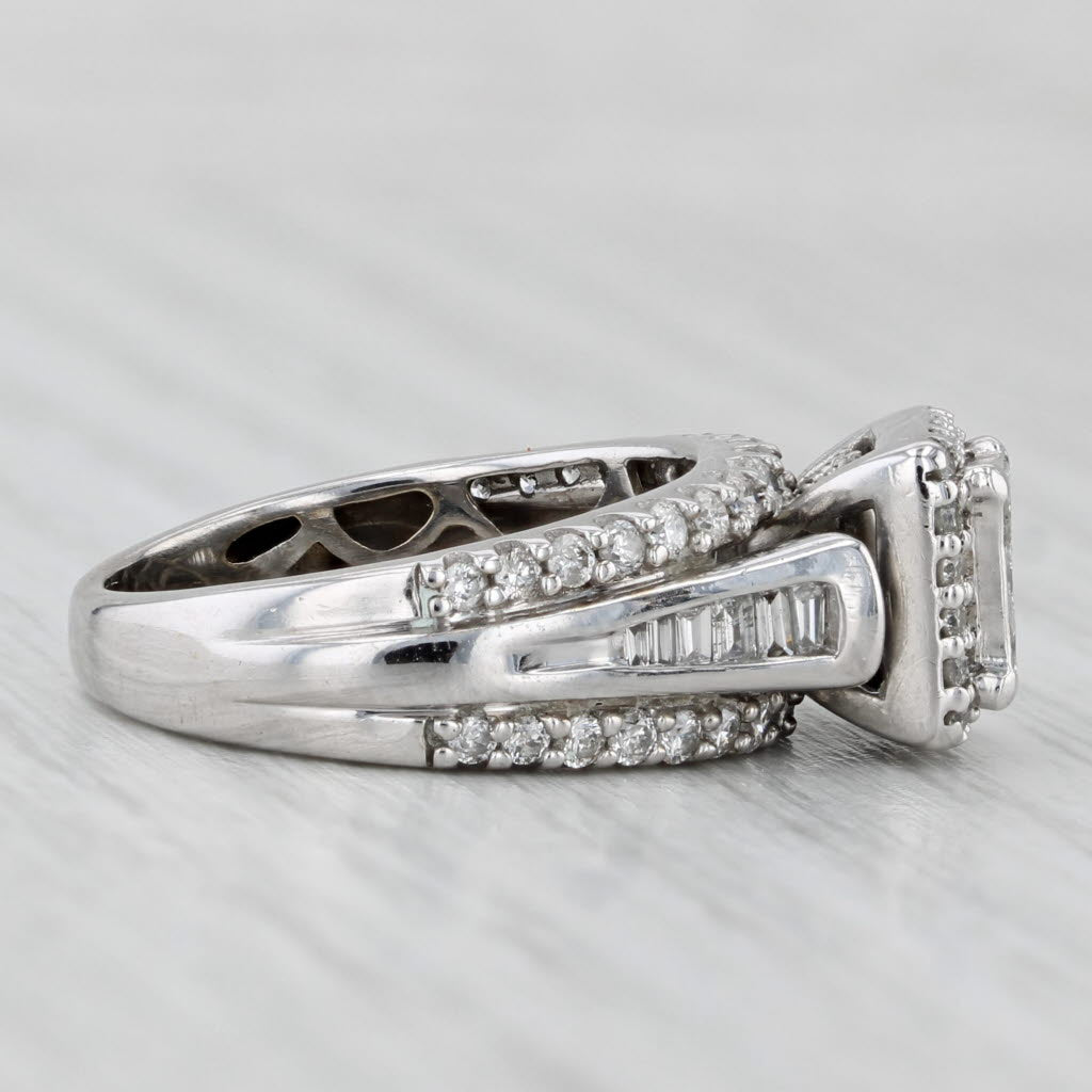 0.72ctw Diamond Halo Engagement Ring Soldered Bridal Set 10k White Gold Size 4.5