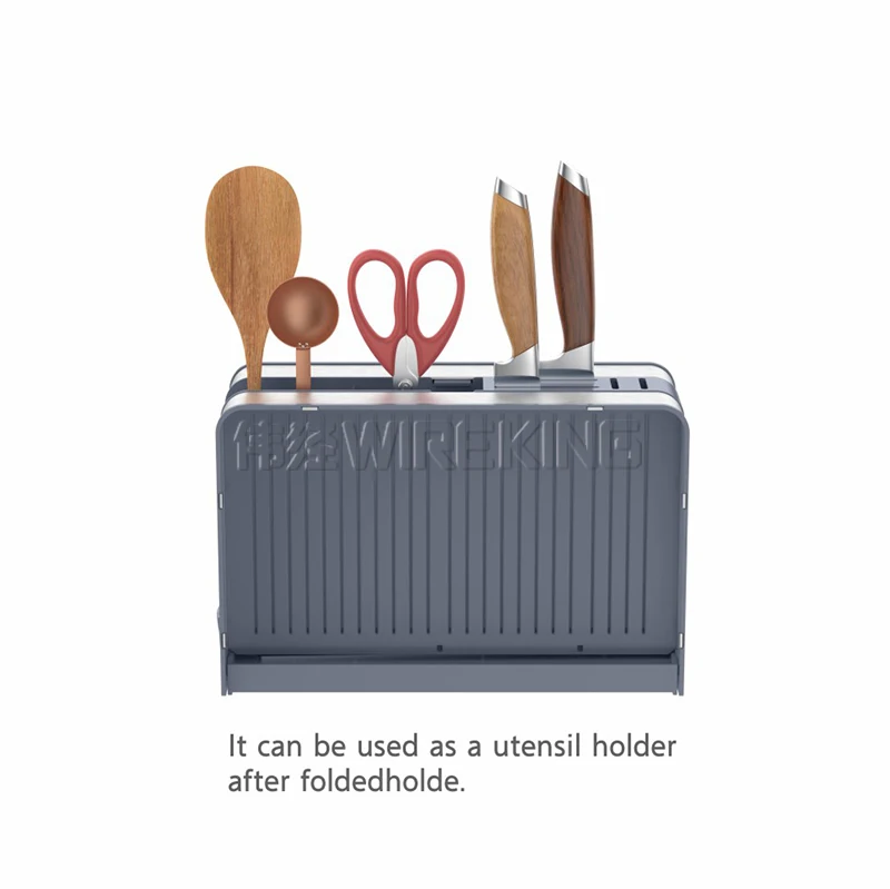 SUS Anti-rust Foldable Dish Rack Kitchen Utensil Holder Over the Sink Plate Holder Rack with Small Package