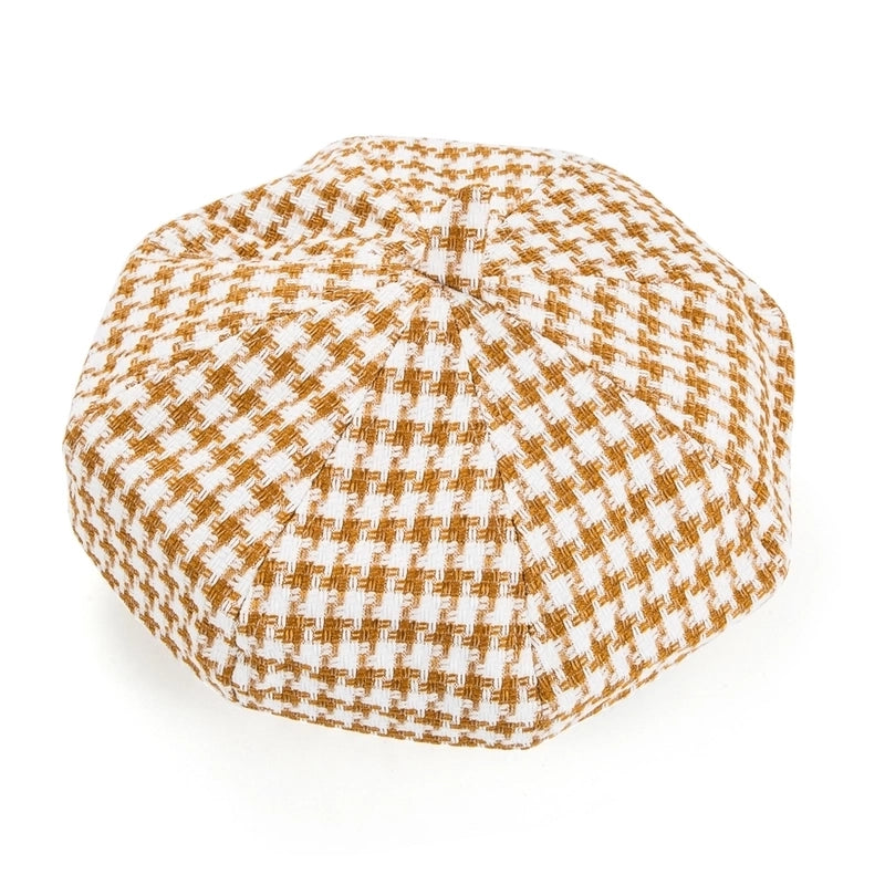 Women's Minimalist Houndstooth Stripe Eaveless Beret Hat