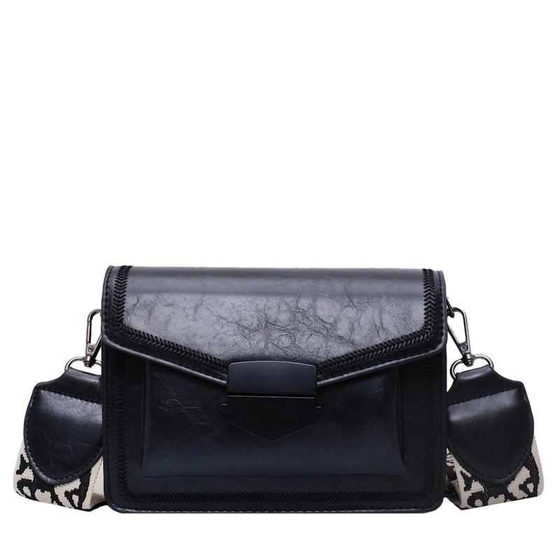 Women's Small Summer Pu Leather Color Block Streetwear Square Lock Clasp Shoulder Bag