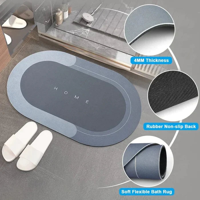 BATH MAT WATER ABSORBENT NON-SLIP OVAL SHAPE