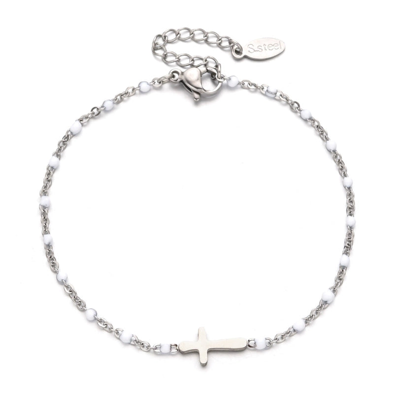 Minimalist Cross Stainless Steel Enamel Plating Bracelets
