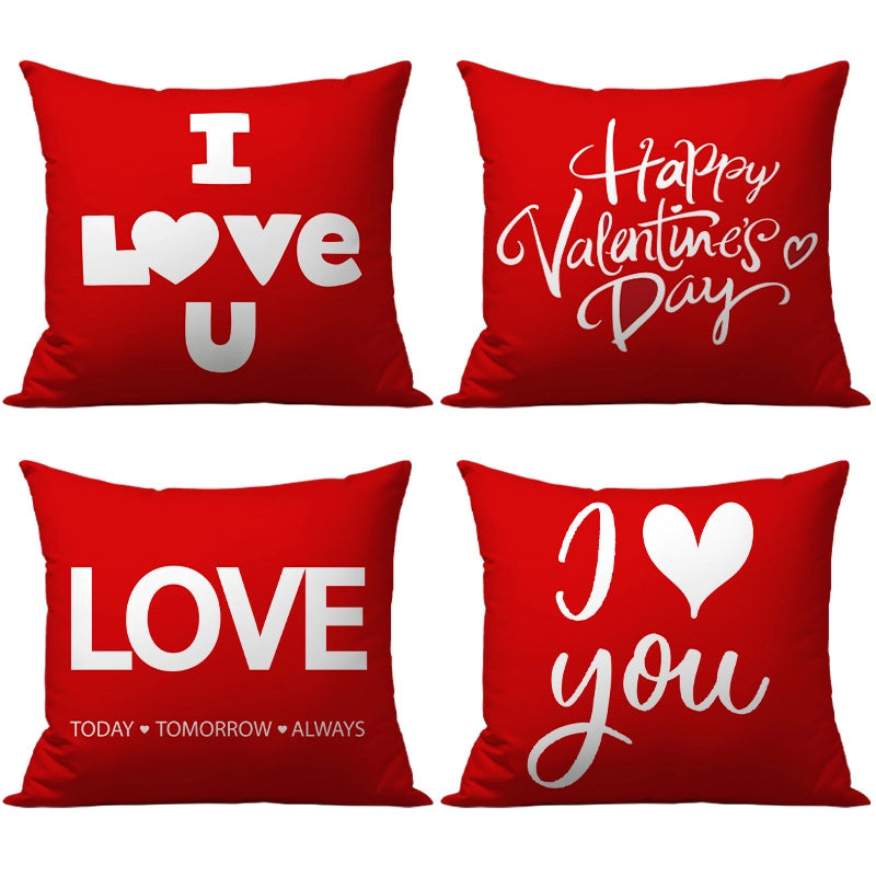 Valentine'S Day Minimalist Letter Plush Throw Pillow Pillow Cases Couch & Sofa Decor
