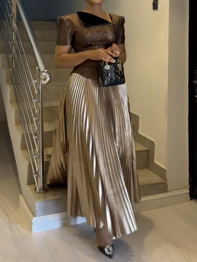Luxury Pleated Cocktail Dress