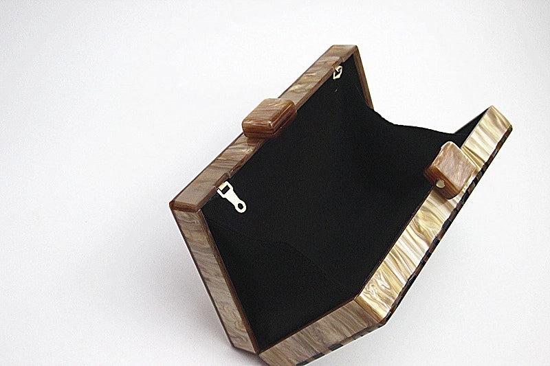 Apricot Pvc Arylic Geometric Square Evening Bags