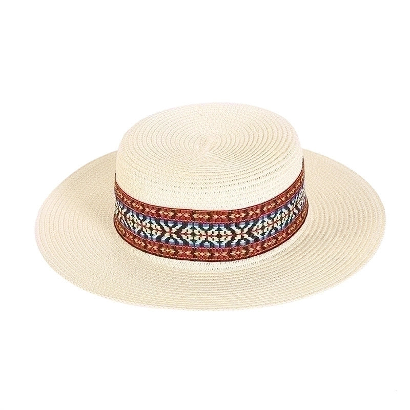 Unisex IG Style Geometric Flat Eaves Straw Hat