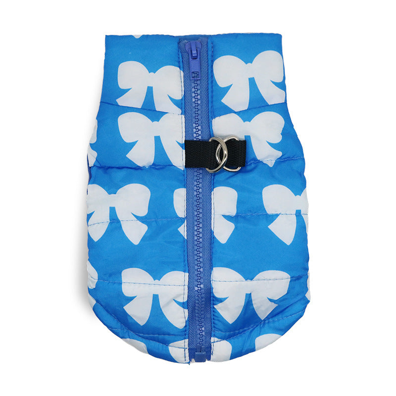 Bowknot Printed Warm Pet Jacket Vest