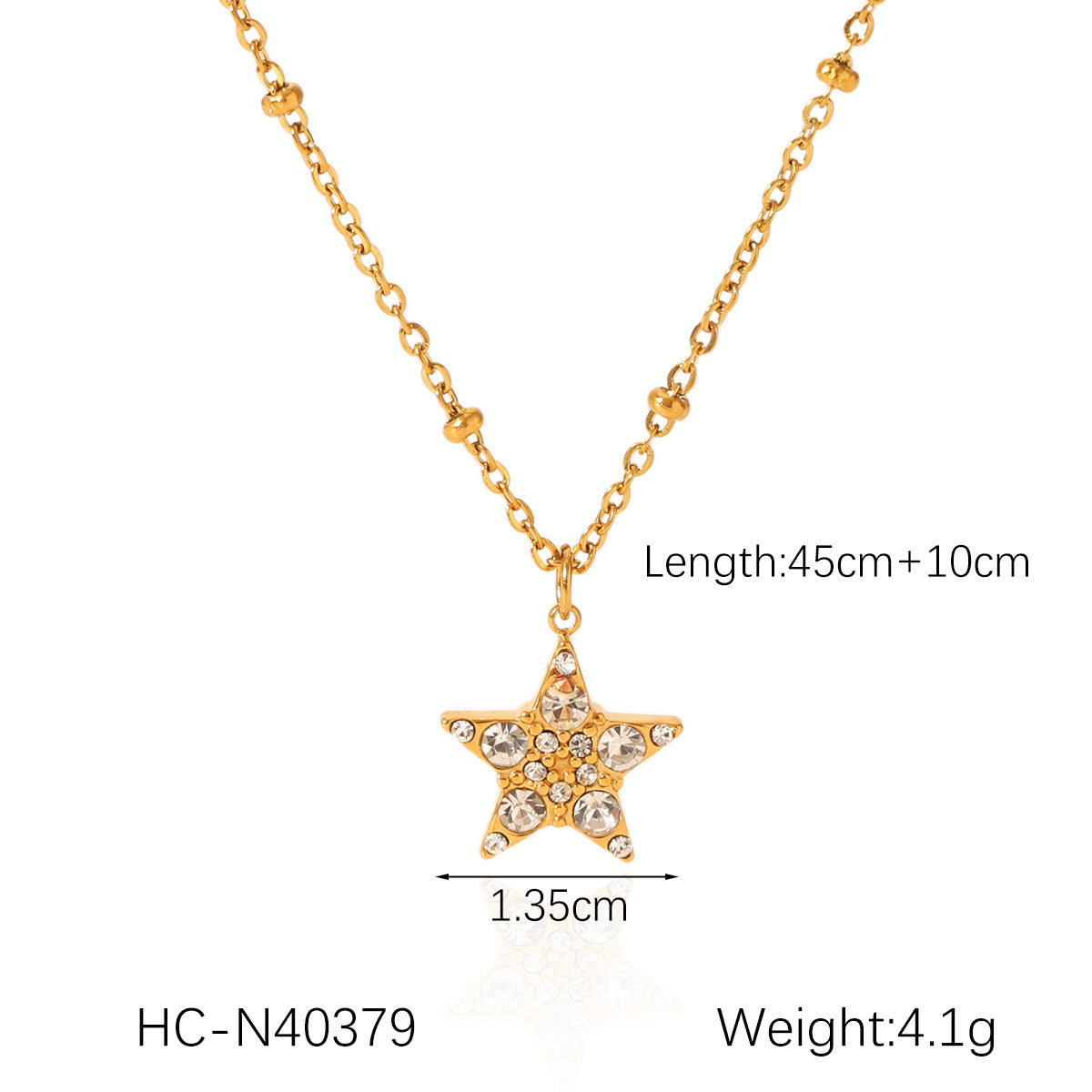 Ins18K Gold Stainless Steel Diamond Water Drop Moon Five-Pointed Star Four-Leaf Clover Pendant Necklace Titanium Steel Clavicle Chain