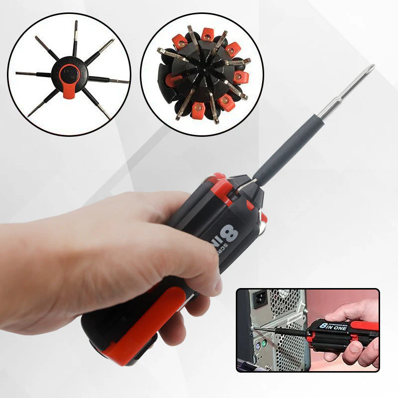 8-in-1 Screwdriver Tool with Worklight and Flashlight