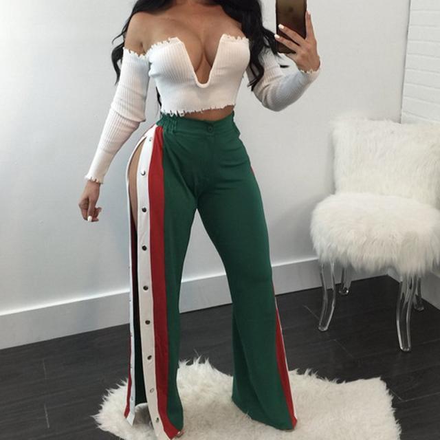 Side Stripe Buttoned Trousers