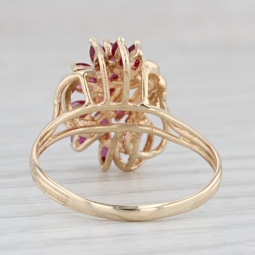 1.04ctw Ruby Diamond Cluster Ring 14k Yellow Gold Size 10