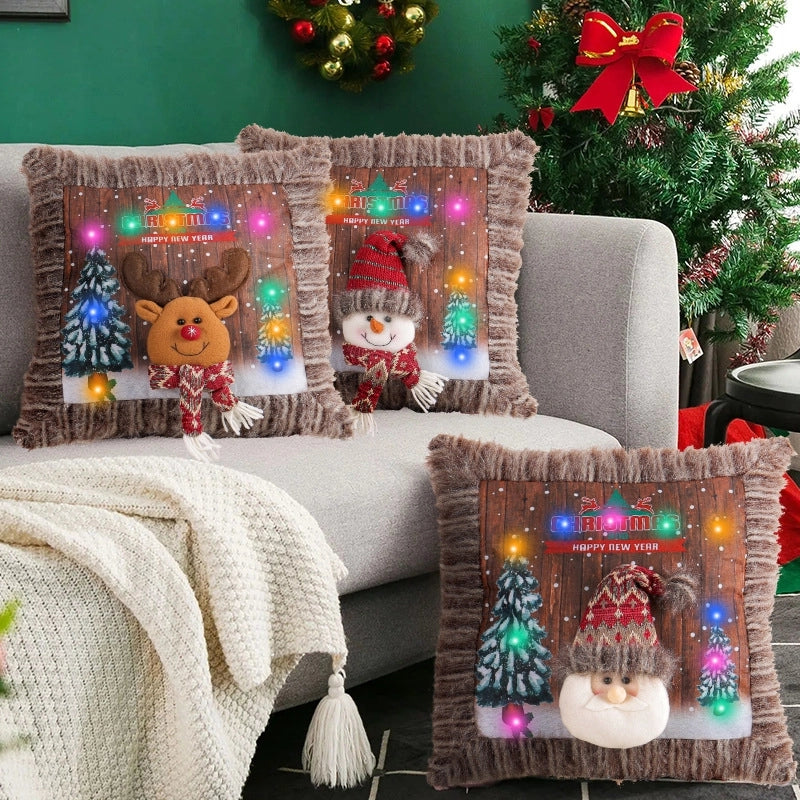 Christmas Cartoon Style Cute Christmas Tree Santa Claus Plush Couch & Sofa Decor