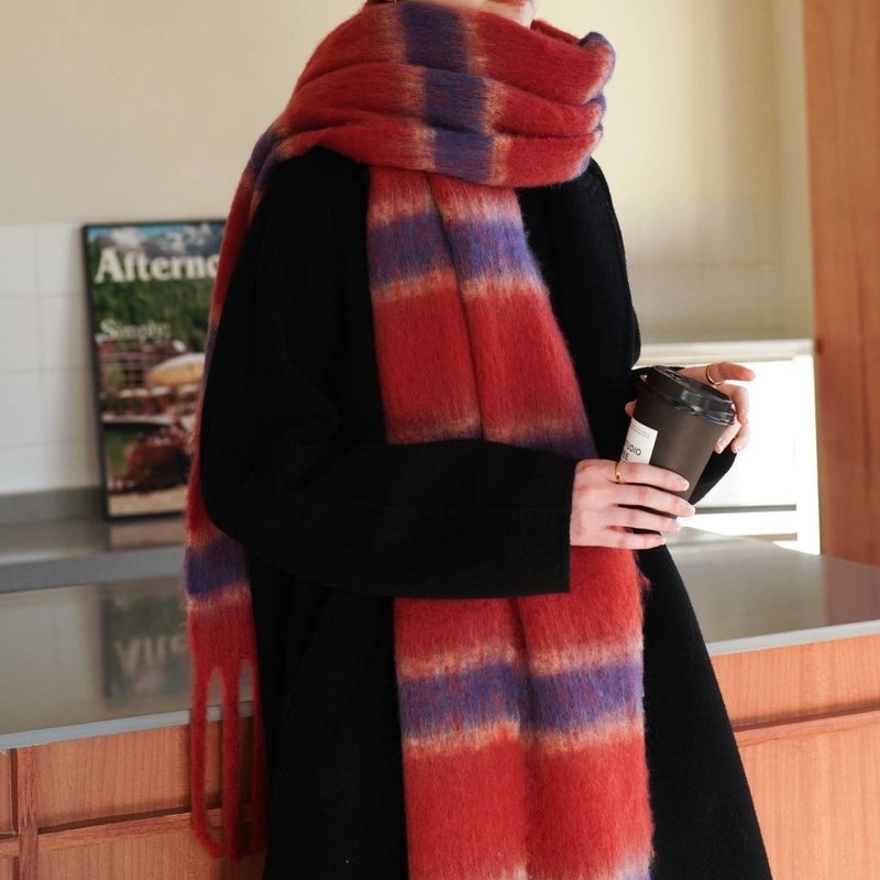 Women's Minimalist Classic Style Color Block Polyester Scarf