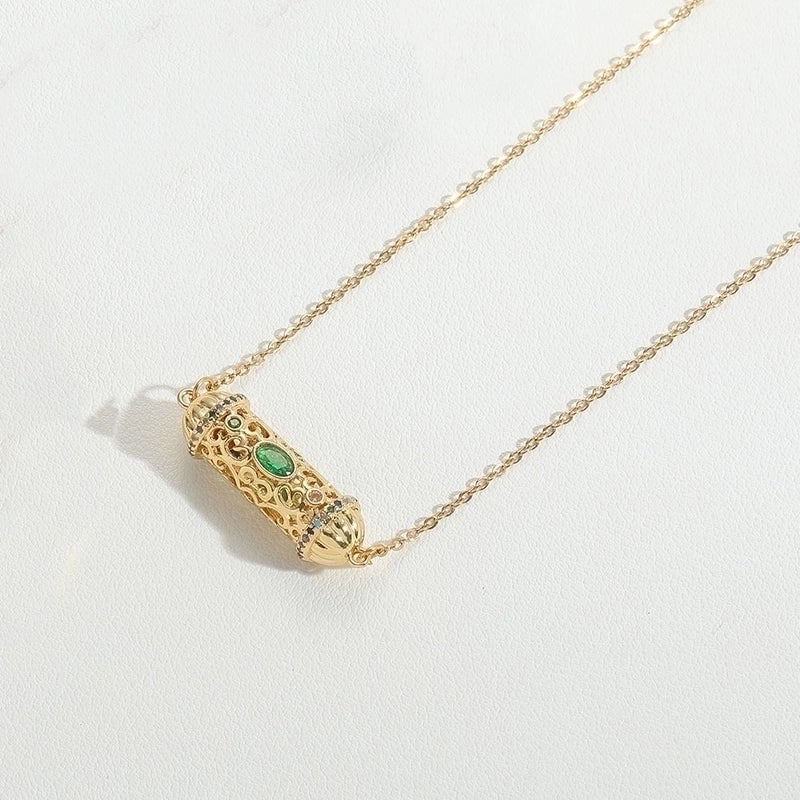 Copper 14K Gold Plated Vintage Style Minimalist Plating Inlay Butterfly Zircon Pendant Necklace