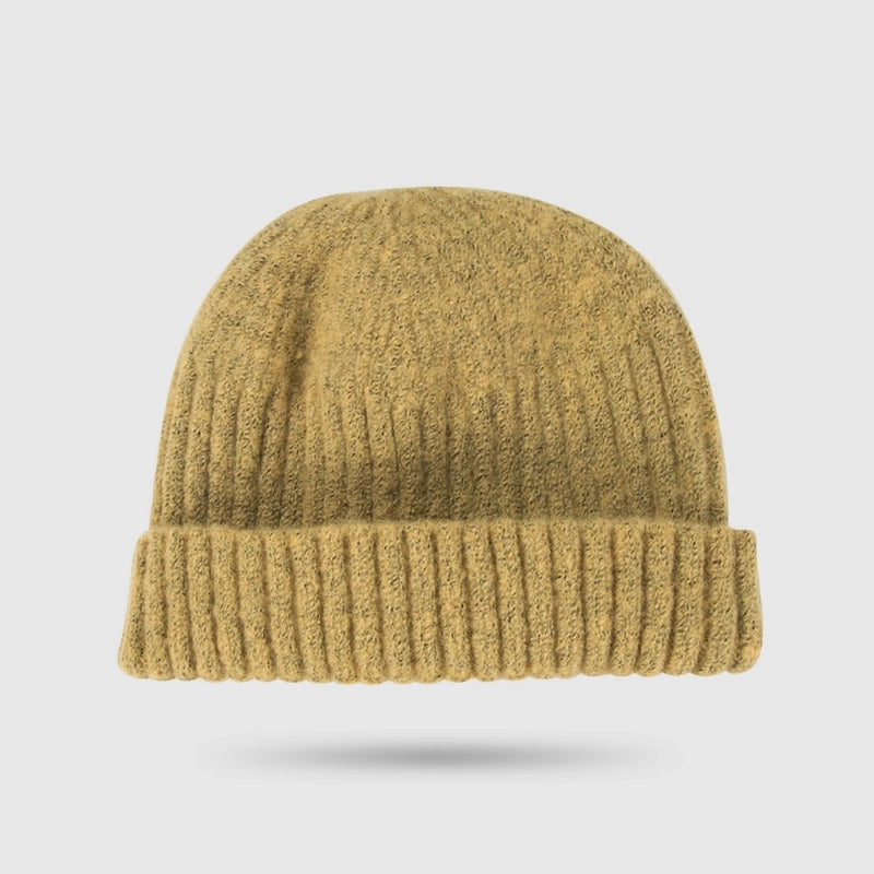 Unisex Minimalist Stripe Solid Color Crimping Wool Cap