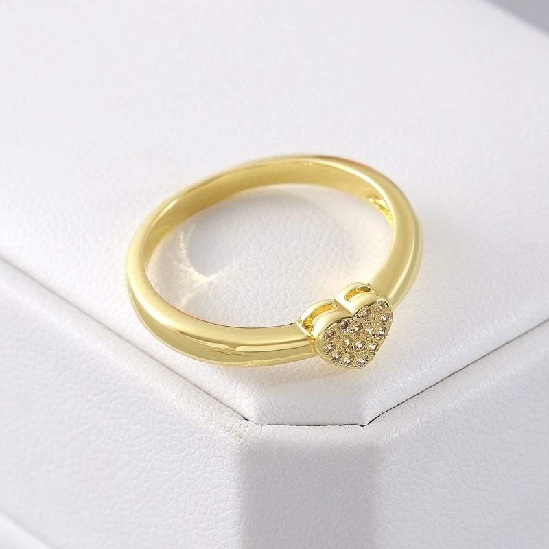 Copper 18K Gold Plated Gold Plated Plating Inlay Water Droplets Heart Shape Zircon Open Rings Rings