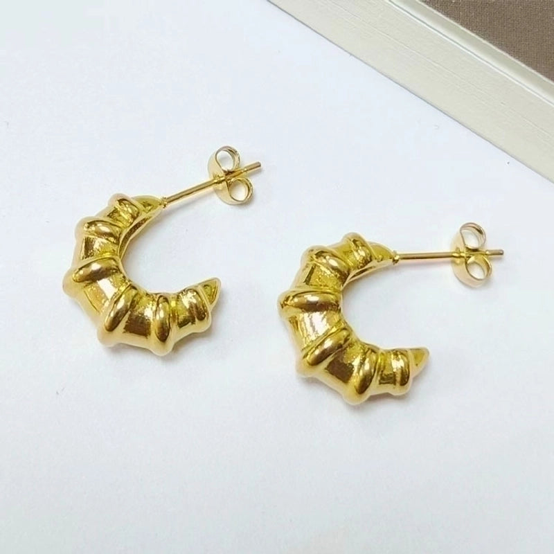 1 Pair Minimalist C Shape Plating Titanium Steel Ear Studs