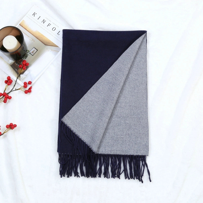 Autumn And Winter New Thickened Cashmere Double-Sided Scarf Women's Popular Versatile Color Matching Shawl Scarf
