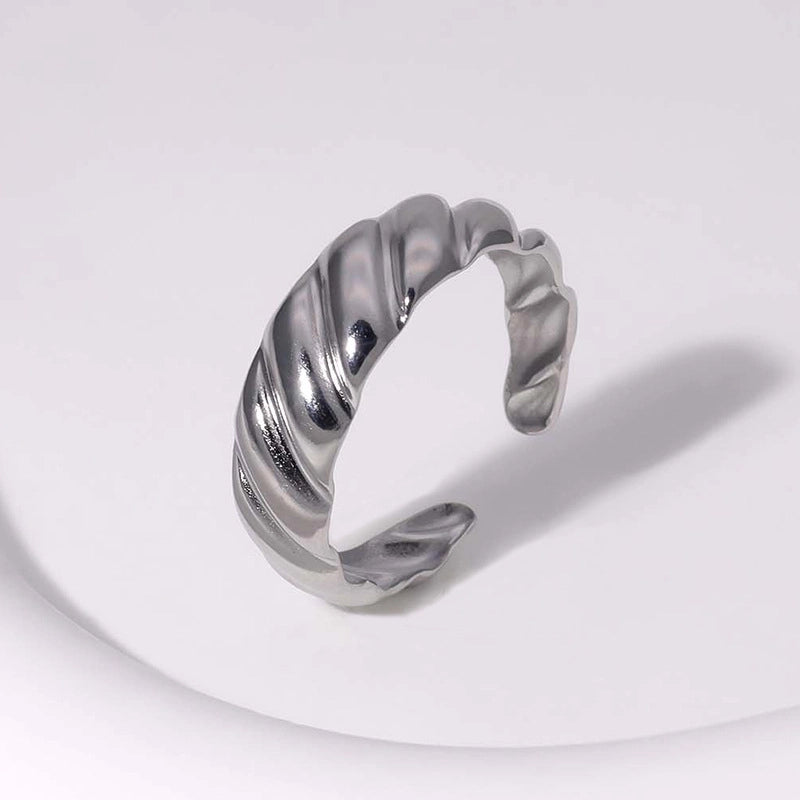 304 Stainless Steel 18K Gold Plated Elegant Retro Plating Geometric Leaf Heart Shape Open Rings