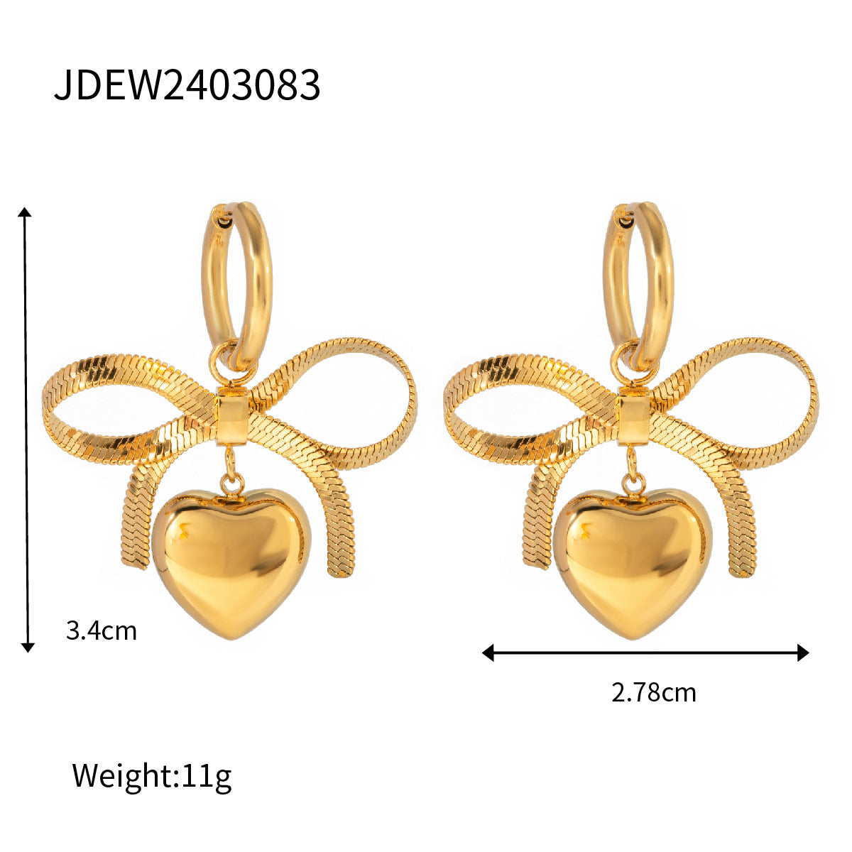 Jie Ding Stainless Steel Valentine'S Day Bow Earrings Zircon Heart Earrings Titanium Steel Earrings