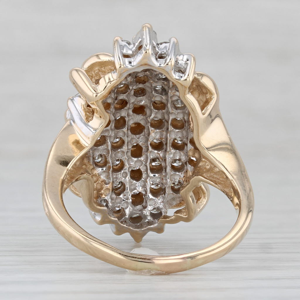 2ctw Diamond Cluster Cocktail Ring 14k Yellow Gold Size 8