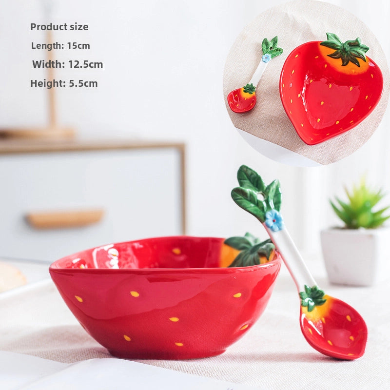 Creative Ceramic Bowl Fruit Bowl Vegetable Salad Bowl Children's Bowl Student Bowl Dessert Bowl Household Tableware