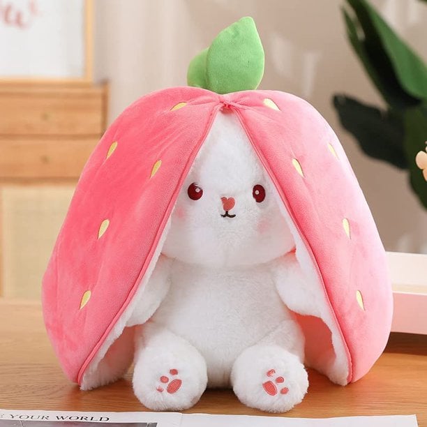 🔥2023 HOT SALE - 49% OFF🔥Strawberry Bunny Transformed into Little Rabbit Fruit Doll Plush Toy