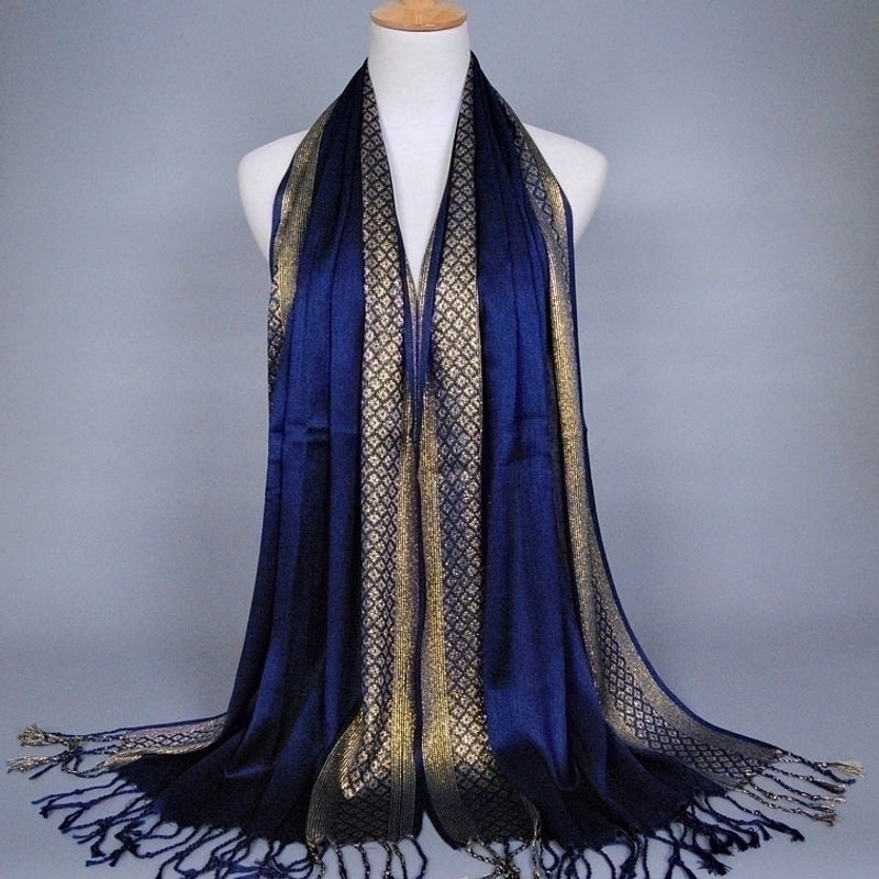 Women's Minimalist Color Block Cotton Scarf