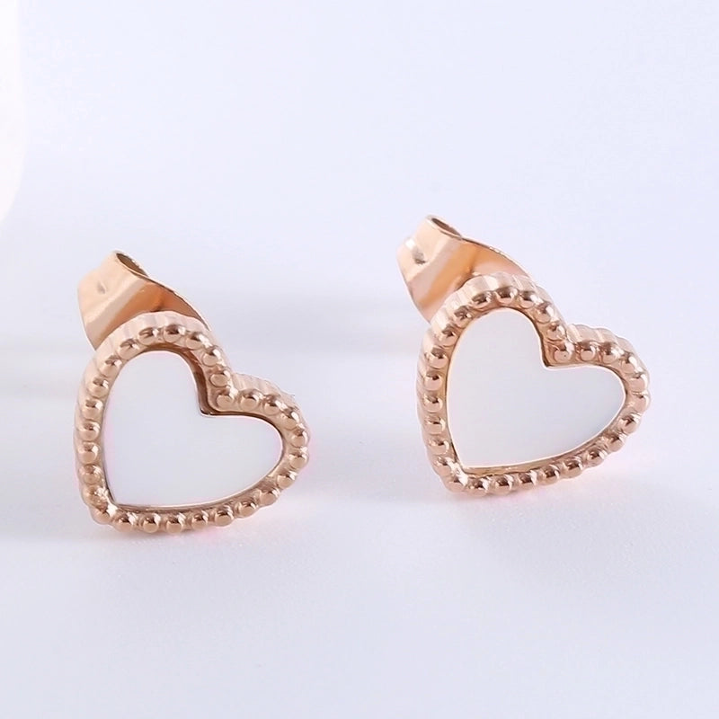1 Pair Casual Minimalist Heart Shape Plating Inlay 304 Stainless Steel Acrylic Ear Studs
